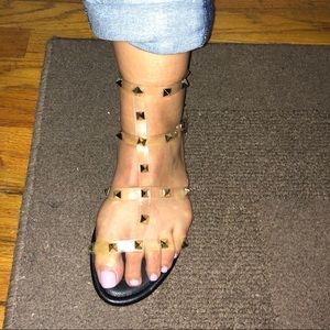 Clear gold studded Sandals